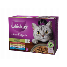 WHISKAS Pure Delight - паучове за котки микс меню - 12 бр. Х 85г