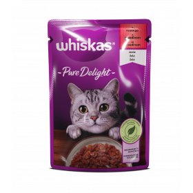 WHISKAS Pure Delight - пауч за котка с говеждо - 85гр.