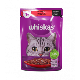 WHISKAS  пауч за котки с говеждо - 85г
