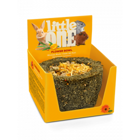 Лакомство за гризачи и зайци Little One Flower bowl купичка от ливадно сено с цветчета от невен 120 гр.
