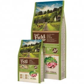 Пълноценна храна за кучета от средни породи Sam´s Field Adult Gluten-Free Medium Beef & Veal с 70%  Телешко месо, плодове и зеленчуци. БЕЗ глутен