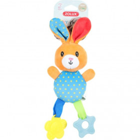 Екологична плюшена играчка за малки кученца ZOLUX Puppy RIO Rabbit  зайче с гризалки за зъбки