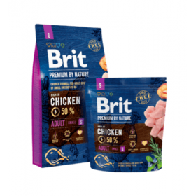 Суха храна за кучета BRIT PREMIUM ADULT S BY NATURE [ НОВА, ПОДОБРЕНА ФОРМУЛА ] с 50% прясно пилешко месо
