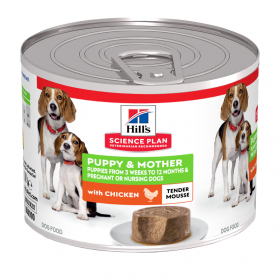 Hill’s Science Plan Puppy & Mother Mousse Chicken - Пълноценна храна за подрастващи кученца до 1г.; за бременни и кърмеци кучета от всички породи