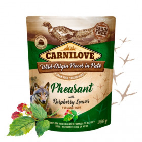 Натурална мокра храна за кучета Carnilove Dog Pouch Paté Pheasant with raspberry leaves с месо от Фазан и малинови листа, БЕЗ ЗЪРНЕНИ КУЛТУРИ