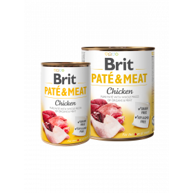  BRIT PATÉ & MEAT - CHICKEN - консервирана храна за кучета  с 28% прясно пилешко месо и 22% телешко