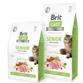 Пълноценна суха храна за кастрирани котки за регулиране на теглото Brit Care Cat Grain-Free WEIGHT CONTROL AND SENIOR със 26% прясно пилешко, плодове и зеленчуци, БЕЗ ЗЪРНЕНИ КУЛТУРИ