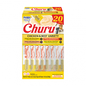 Кремообразно лакомство за котки Churu Chicken & Beef Variety 20бр различни вкусове, микс с пилешко и телешко
