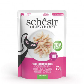 Допълваща мокра храна за котки Schesir Complimentary Wet Cat Chicken with ham пилешко филе с шунка в желе