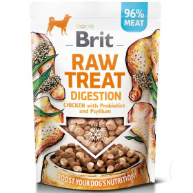 Кучешко лакомство за добро храносмилане  Brit Raw Treat Digestion. Freeze-dried  Chicken  от Сурово лиофилизирано – 96% ПРЯСНО Пилешко месо