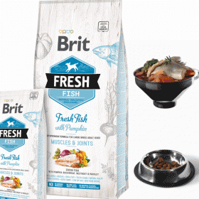 Холистична храна Brit Fresh Fish with Pumpkin Adult Large Muscles & Joints за кучета от големите породи, с прясна риба и тиква