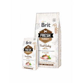 Холистична суха храна Brit Fresh Turkey with Pea Adult Fit & Slim за кучета склонни към наднормено тегло, с прясно пуешко месо и грах