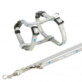 Комплект от  нагръдник и повод Trixie Junior puppy harness with leash подходящ за малки кученца, сив цвят