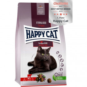 Суха храна за кастрирани котки Happy Cat Sterilised Adult Bavarian Beef - с баварско говеждо месо и с ценни билки за възрастни котки