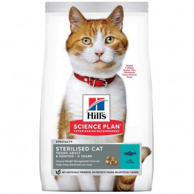 Суха храна за кастрирани котки над 1 година - Hill's Science Plan Sterilised Cat Young Adult със сьомга