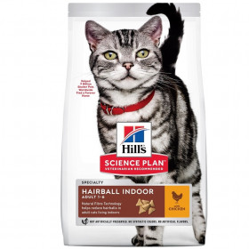 Суха храна за котки живеещи на закрито, за намаляване на космените топки, 1-6 год.- Hill's Science Plan Adult Hairball