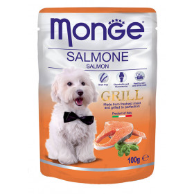 Пауч за куче Monge Grill Chunkies with Salmon - изпечени на грил хапки от прясна сьомга