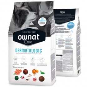 Профилактична храна Ownat Care Dermatologic - за кучета с алергии и кожни проблеми, с хидролизиран протеин от сьомга и крил, обогатена с куркума и масло от пореч 