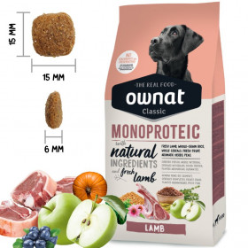 Натурална суха храна Ownat Classic Monoprotein  LAMB с прясно Агнешко месо, монопротеинна , за кучета от всички породи 