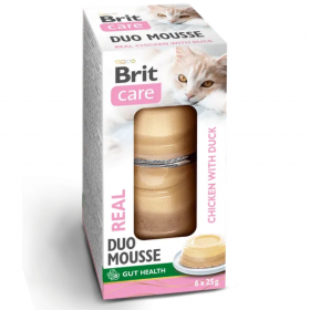 Панакота за котки Brit Care Cat Double Layer Mousse Real Chicken and Chicken with Duck 6*25г - двуслоен мус с пилешко и патешко месо