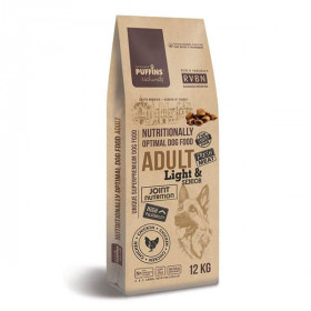 Супер премиум храна Puffins Light&Senior - за възрастни кучета, склонни към напълняване, със 76% прясно месо годно за човешка консумация