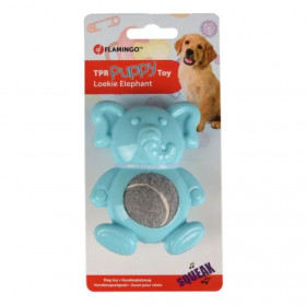 Гумена играчка Flamingo Toy Loekie с тенис топка  за куче- Слонче