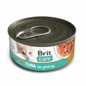Сочна мокра храна за котки Brit Care Cat Real Tuna in Gravy 80г с филенца от  50% риба тон в сос