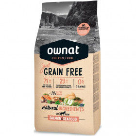 Натурална суха храна Ownat Adult Grain Free Salmon & Seаfood - БЕЗ зърнени култури за пораснали кучета от всички породи, със 71% месо от сьомга и морски дарове 