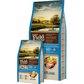 Пълноценна суха храна за кучета с висока физическа активност Sam's Field Dog Fresh Chicken and Potato POWER  с 70% пилешко месо и зеленчуци