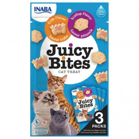 Сочни хапки за котки Inaba Cat Juicy Bites Homestyle Crab Flavour & Scallop  Flavour с вкус на раци и миди; №1 в света мокро лакомство за котки 
