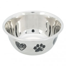 Купа от неръждаема стомана Trixie Bowl с дизайн сърца и лапички