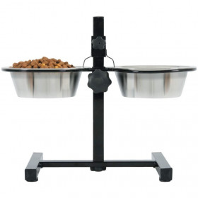 Две купи със стойка Zolux  Stainless Steel Dog Bowls с регулираема височина, изработени от неръждаема стомана