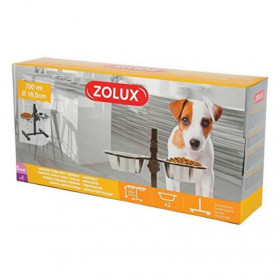 Две купи със стойка Zolux  Stainless Steel Dog Bowls с регулираема височина, изработени от неръждаема стомана
