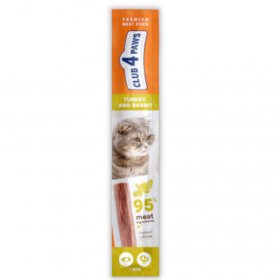 Високопротеиново лакомство за котки CLUB 4 PAWS Premium meaty stick месен стик с пуешко и заешко