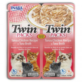 Двойно лакомство- паучове за котки Ciao Cat Twin packs Tuna with Chicken recipe in Tuna Broth Риба тон и пиле в бульон; №1 в света мокро лакомство за котки