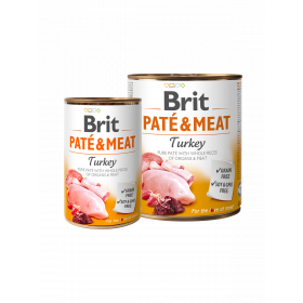 BRIT PATÉ & MEAT - TURKEY - консервирана храна за кучета с 26% прясно пуешкоо 24% пилешко