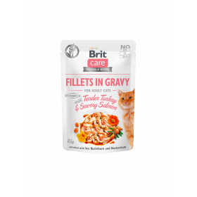 Brit Care Cat Pouch TENDER TURKEY & SAVORY SALMON in Gravy - пауч за котки с пуешко и сьомга в сос