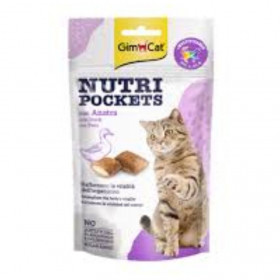 Хрупкави лакомства за котки GIMCAT Nutri pockets Duck джобчета с кремообразен пълнеж от патешко месо