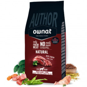 Ултра премиум суха храна за кучета OWNAT AUTHOR FRESH LAMB & PORK  с 30% истинско, прясно агнешко месо, 30% прясно свинско месо. броколи  и джинджифил, подходящ за всички породи 
