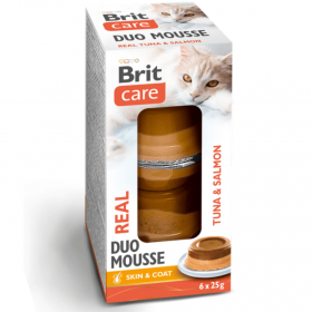 Панакота за котки Brit Care Cat Double Layer Mousse Real Tuna and Salmon 6*25г - с риба тон и сьомга